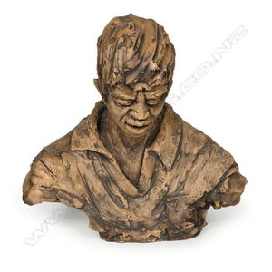 Ken Kendall terracotta bust of a Maori boy, modelled leaning…