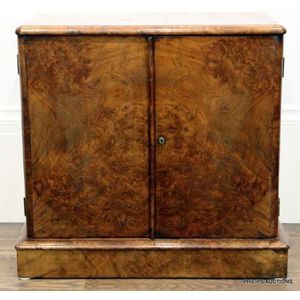 A Victorian burr walnut double door eight drawer jewellery…