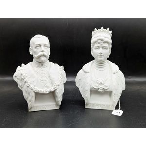 Parian ware pair of busts, King George and Queen Mary pair of…