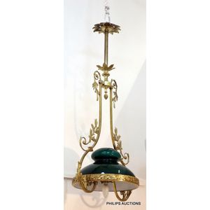 A converted Victorian gas chandelier, 19th century, with a cast…