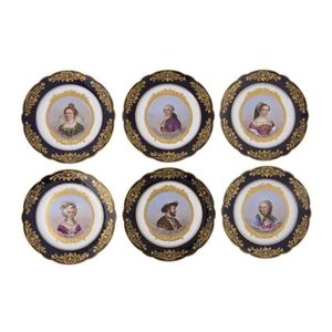 A set of twelve Sevres style portrait plates, 19th century,&hellip;