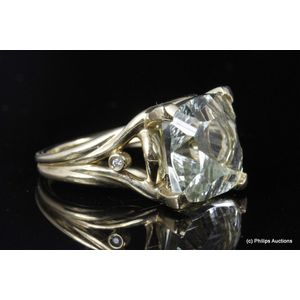 A green quartz and diamond dress ring by Hardy Brothers, 9ct&hellip;