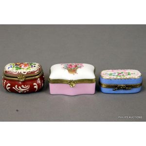 Limoges Porcelain Trinket Box Set - Sevres Style - Ceramics