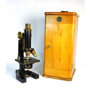 A Bausch & Lomb jug handle microscope, c.1950, with original…