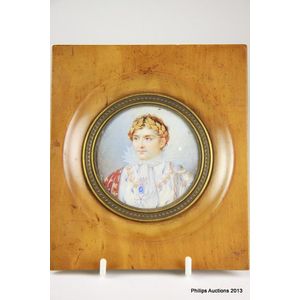 An early French miniature portrait of Napoleon as Emperor,…