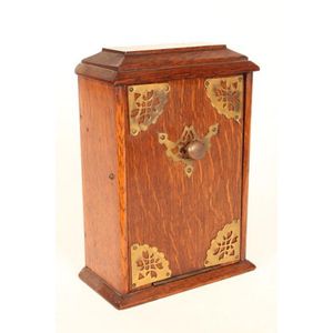 Edwardian oak stationary box and cover of rectangular form,…