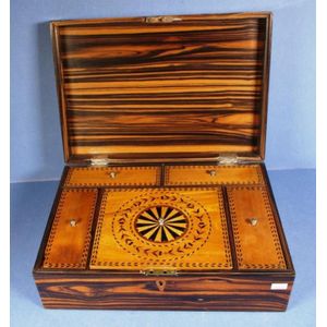 Antique Anglo-Indian jewellery box, Coromandel box, with fitted…