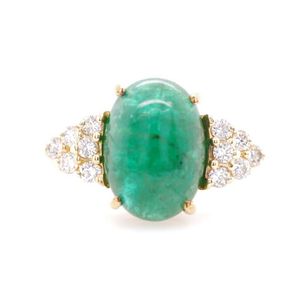 Emerald and diamond set 14ct yellow gold ring marked 14. Approx…