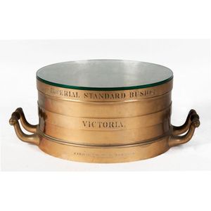 A large brass two handle grain measure, inscribed 'Imperial…