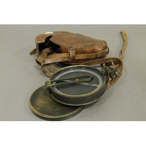 An old Victorian patinated brass surveyors sight compass with…