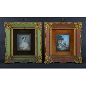 Two miniatures. Portrait of young woman with rose; and…