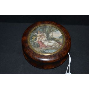 19th century early French burr walnut snuff box with hand…