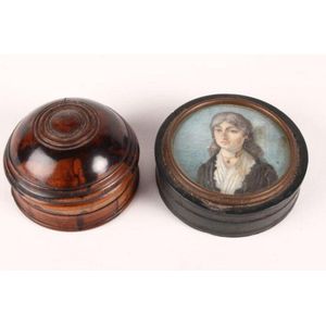 Two 19th century boxes and covers, one set with central…