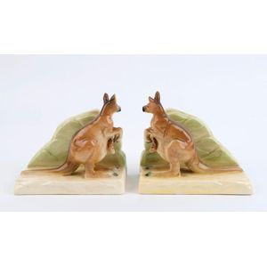 A pair of Australian ceramic kangaroo bookends, early to mid…