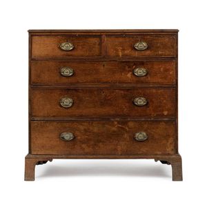 George III mahogany chest, banded caddy top with moulded edge