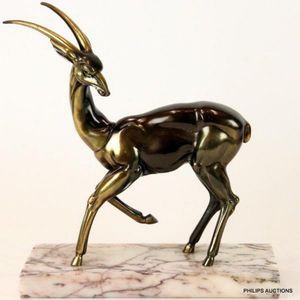 An Art Deco spelter figure of an antelope, circa 1930s, the…
