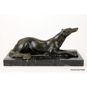 An Art Deco spelter figure of a whippet, circa 1930s, the…