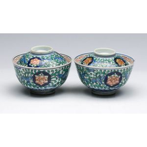 A pair of Chinese famille bowls, and sauce dish set combos…