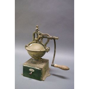 Antique French Peugeot cast iron coffee grinder, 41 cm high