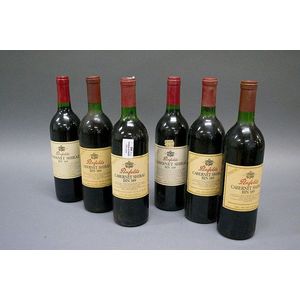 Six bottles of Penfolds bin 389 dates - 1987-86-94-97, each…
