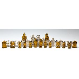 A vintage Chinese well carved ivory chess set, c1950s, largest…