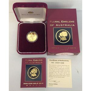 A Royal Australian mint 2002 floral Emblems of Australia $100…