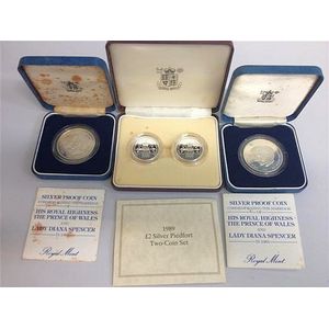 1989 Royal Mint Silver Piedfort Set - Prince & Diana - Coins ...