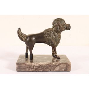 French bronze figure, early 19th century, dog mounted on marble…