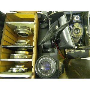 A vintage cannon T50, together with Brownie, and box of vintage…