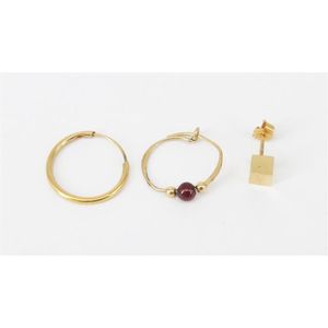 Three single gold earrings, comprising one stud and two small&hellip;