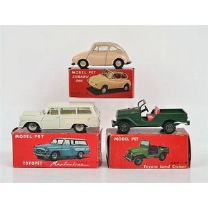 3 Model Pet models, including no.2S Toyopet Masterline; no.3…