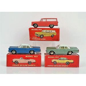 3 Model Pet models, including no.11S Toyopet Corona-line; no.15…