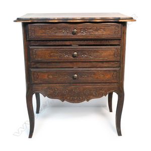 French Louis XVI Style Bleached Oak Three-Drawer Chest with Carved Panels -  English Accent Antiques