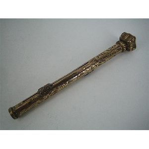 A Victorian gold-cased pencil, engraved and with bloodstone…