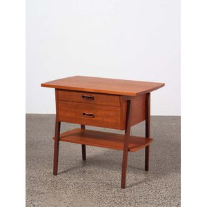 Danish Teak Side Table with Drawers and Shelf - Scandinavian - Other ...