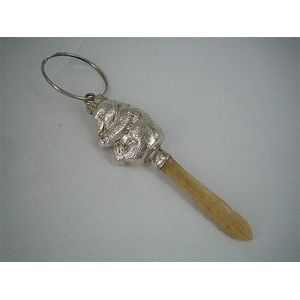 A silver tree-bear rattle with bone teething stick; Birmingham…