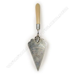 G & T Young Ltd. (Dunedin) silver and ivory presentation trowel,…
