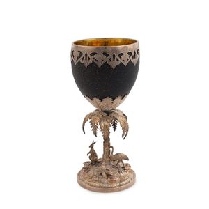 William Edwards, Colonial silver mounted emu egg goblet,…