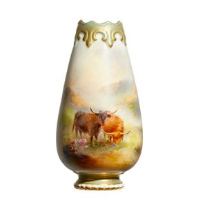 A Royal Worcester vase by Harry Stinton, painted with a pair of…