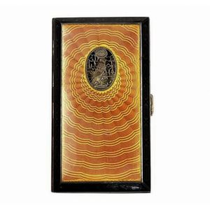 Sterling silver cigarette case with Egyptian revival enamel…