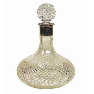 Silver necked crystal ships decanter neck stamped 925 sterling…