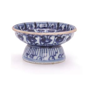 Small Chinese porcelain stemmed sauce dish, decorated with…