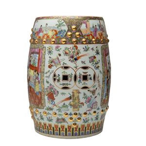 Chinese Famille Rose porcelain drum stool/jardiniere stand…