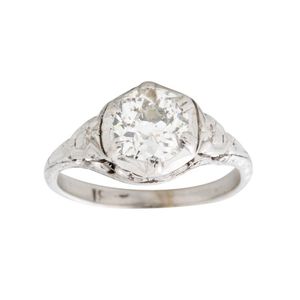 18ct white gold and old European cut diamond ring circa 1930,&hellip;