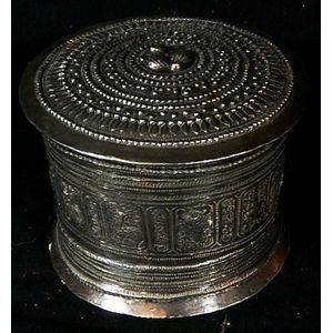 A Thai/ Laos hill tribe silver betel nut box early 20th century…
