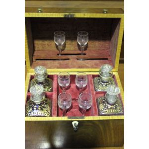C1820 mahogany cased complete liqueur set with gilded bottles…