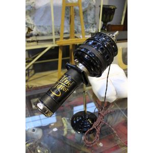 1920 black painted tin 'Afric' slide projector and slides
