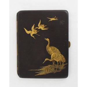 Japanese iron cigarette case, early 20th century, with gilt…