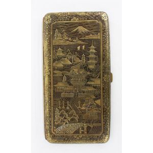 Japanese Komai-style mixed metal cigarette case, 20th century.…