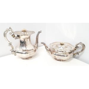 A Russian silver teapot and coffee pot, maker's mark Alexander…